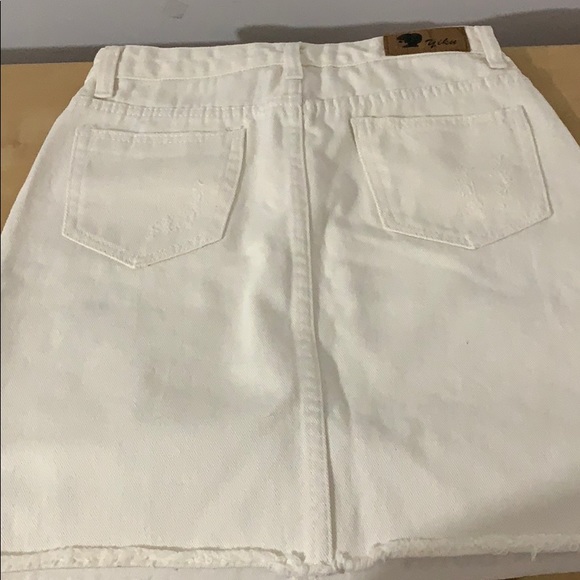 Ripped White Jean Mini Skirt - Picture 3 of 5